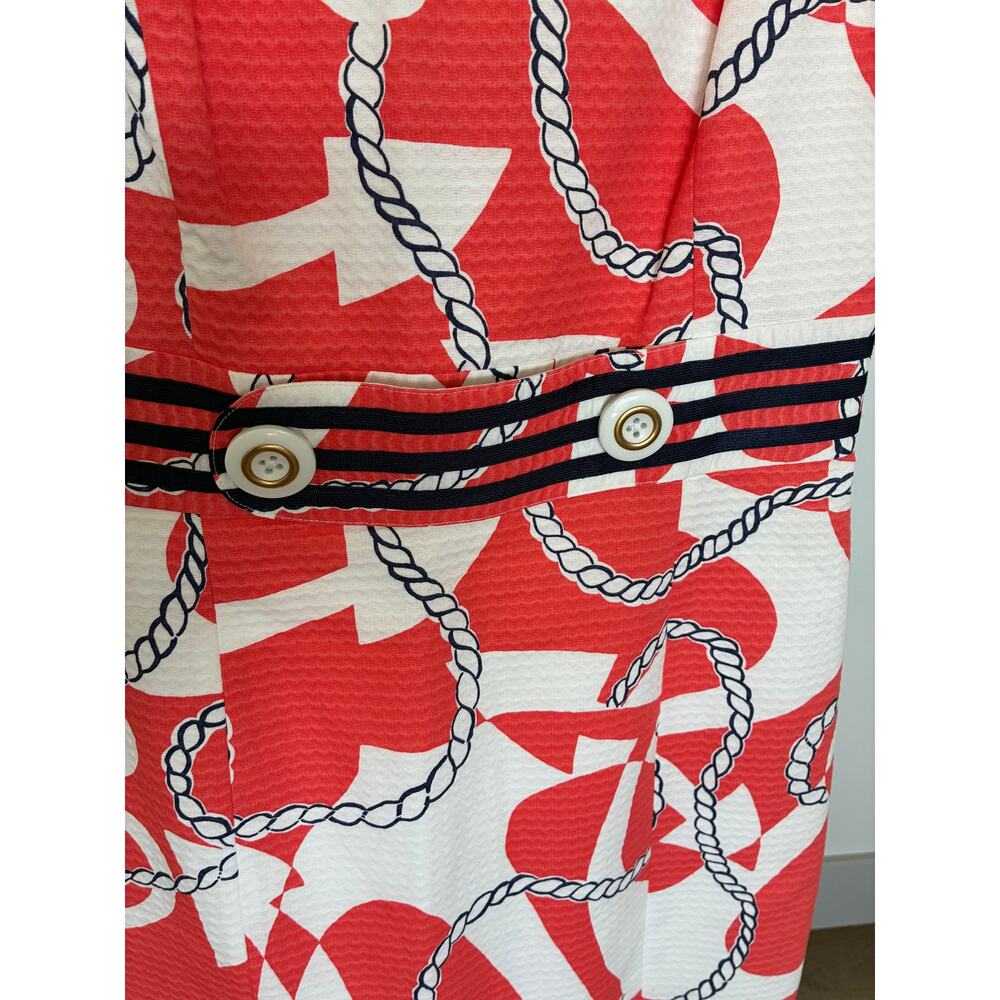Lilly Pulitzer Dress Rare Shift Keyhole Back Orange White Button Detail Waist 8 - Picture 8 of 9
